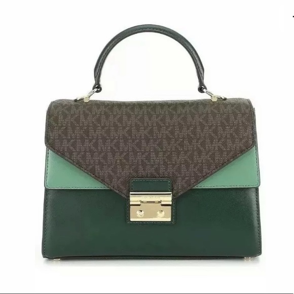Michael Kors Handbags - NWT Michael Kors Sloan Colorblock Racing Green